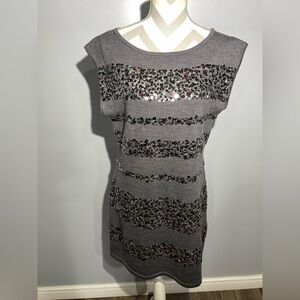 Trina Turk Gray Sequin Mini Dress